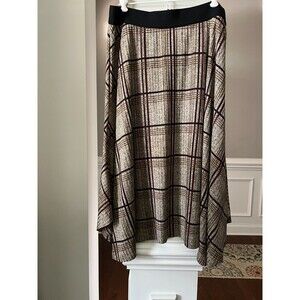 Calvin Klein Plaid Swing Skirt Shades of Brown Size L